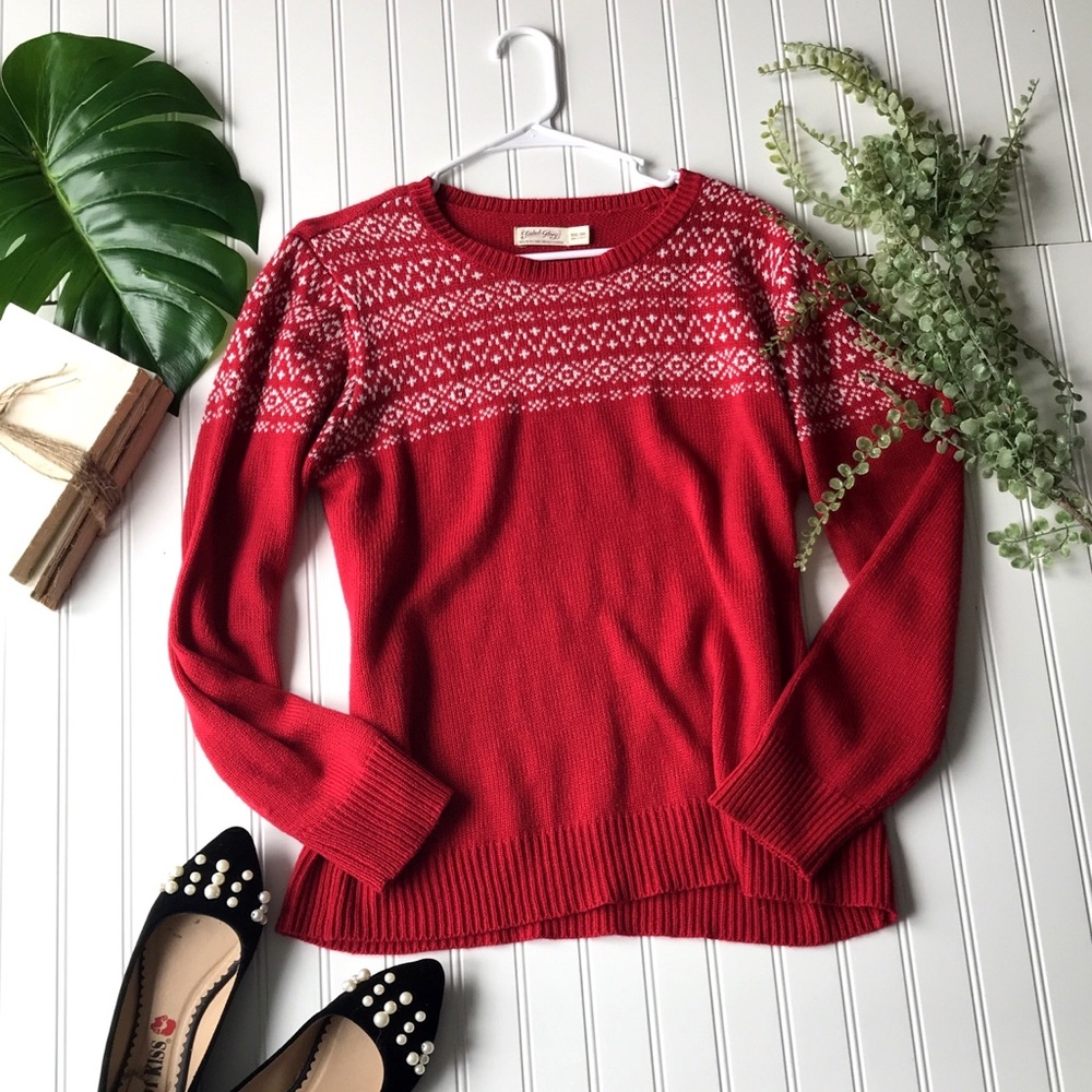 Red & white cozy holiday layering sweater - Picture 1 of 8